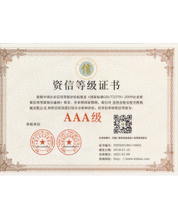 Credit rating certificate